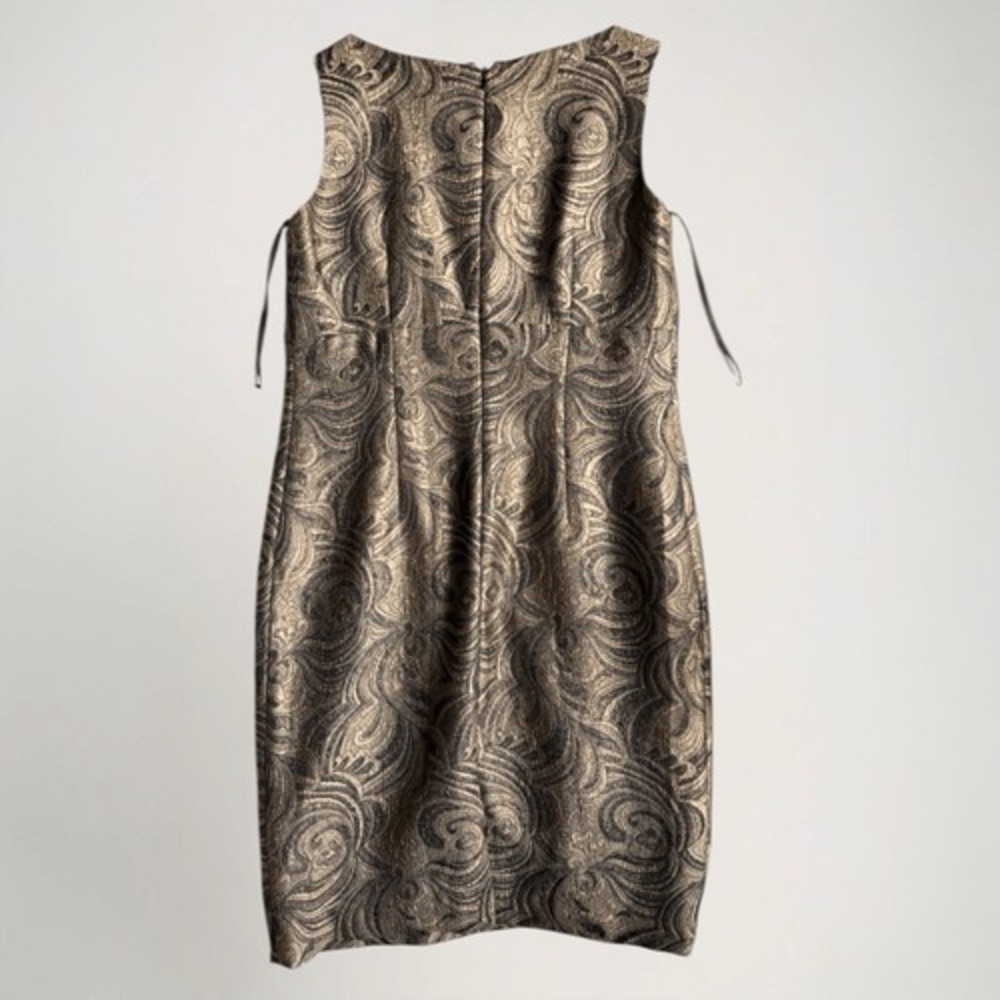 Kasper Womens Metallic Gold Brocade Sheath Dress Size 8P Holiday Festive Glam - Picture 2 of 14